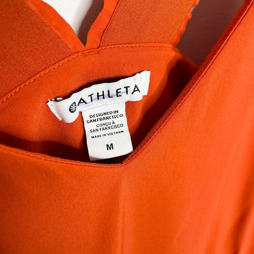 Athleta Womens Savanna Mini Dress Medium Orange Drawstring Pockets Athleisure - Picture 6 of 12